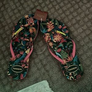 Cute fun nature design, brand new flip flops